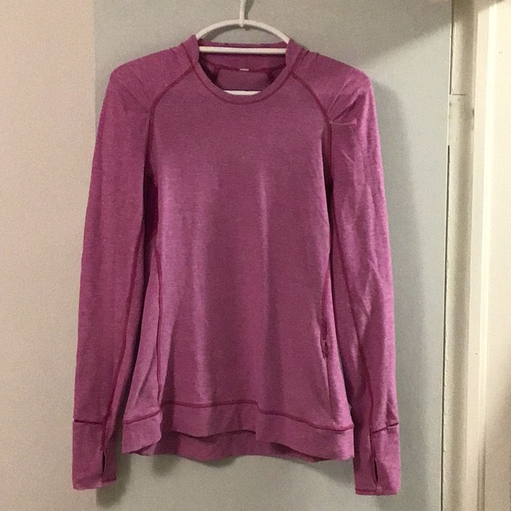 Lululemon think fast long sleeve shirt pink size 10